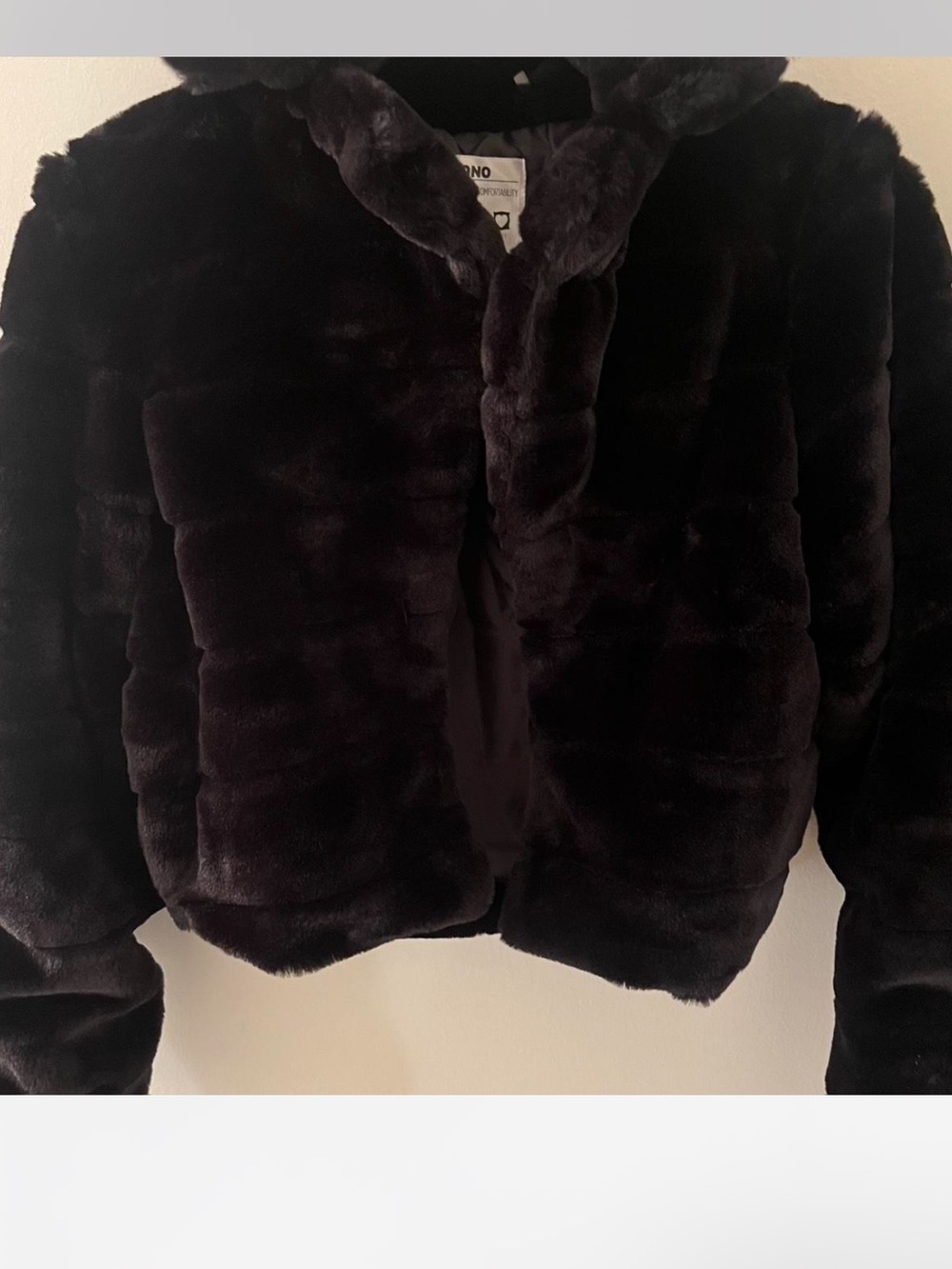 Plush Faux Fur Jacket in Black
